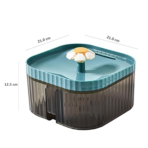 Image of Automatic Pet Water Fountain for Cats and Dogs Ultra-Quiet| BPA-Free and Easy to Clean - 2.5L Capacity with Flower Design and Filter System| Encourages Hydration and Fresh Water Flow (Blue)
