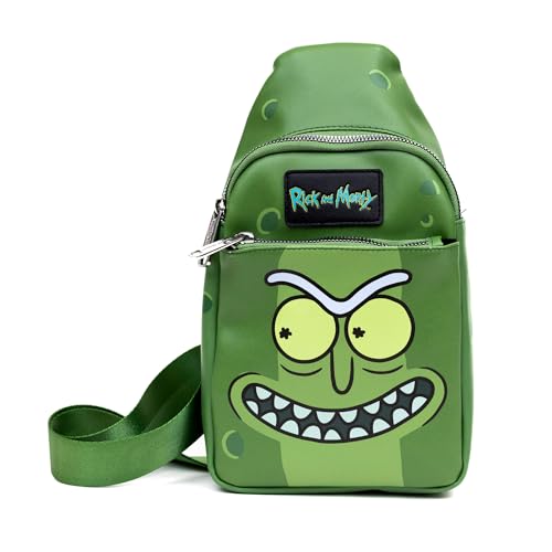 Buckle-Down Rick and Morty Vegan Leather Crossbody Sling Bag with Adjustable Straps