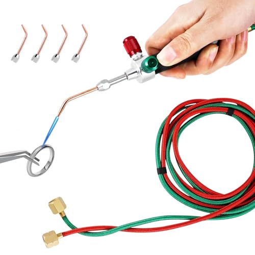 MSFULLSEA Mini Jewelry Oxygen Torch Kit - Gas Torch with 5pc Tips for Jewelry Repairing & Manufacturing
