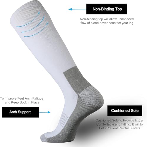 SoxDaddy Men's Cotton Full Cushion Over the Calf Socks Knee High Socks Tube Team Sports Socks for Men 3 Pairs4