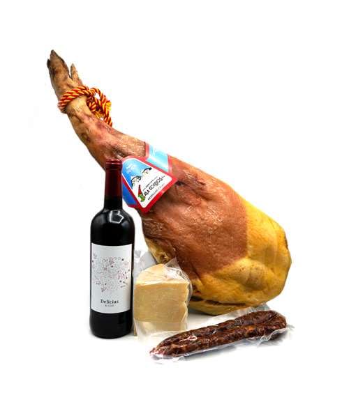 DEGUSTA TERUEL. Lote de Navidad con Paleta, Vino, Queso y Longaniza.