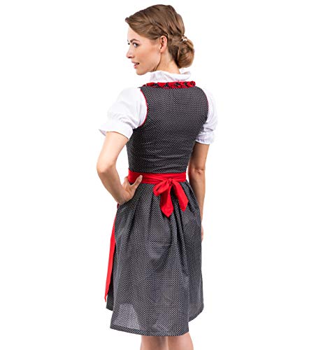 Bavarian Dirndl Dress 3pcs Set - Traditional & Modern Oktoberfest Dirndl Heidi (US:4-6 (EU:36)) Red/Blue
