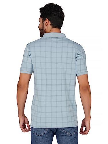 Image of PRORIDERS Half Sleeve 100% Pure Cotton Fabric Collared Regular Fit Men's Polo Checkered Tshirt with Pocket for Casual wear