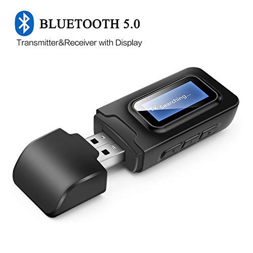 USB Bluetooth 5.0 Audio Transmitter Receiver with LCD Display,Goojodoq 3 in 1 Portable