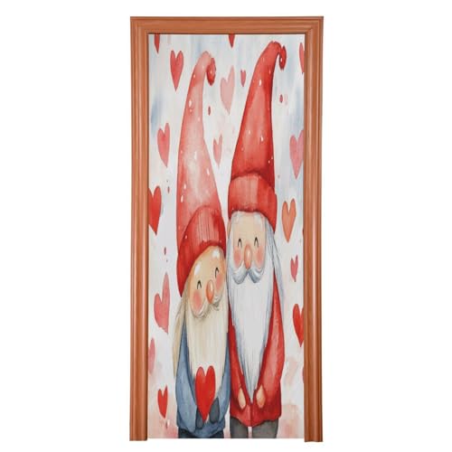 FLildon Valentines Gnomes Love Door Cover Decoration, Party Accessory Porch Decor for Festive Ornament Room Door Covers 32 x 79 Inch