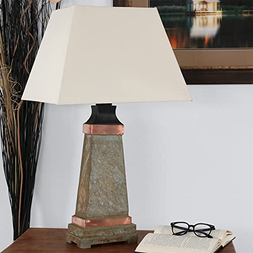 Sunnydaze GSI-972 30 Inch Outdoor Table Lamp - Weather-Resistant Copper Trimmed Slate Light thumb #3