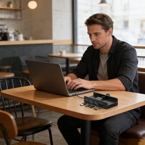 Concentrador USB C con clip 7 puertos lector tarjetas memoria 10 Gbps 2