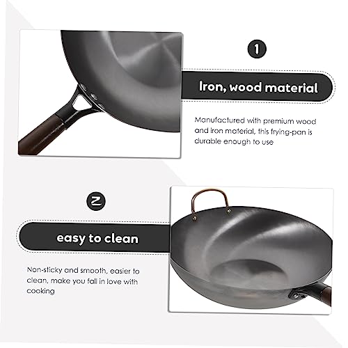 Wok de hierro tradicional sin recubrimiento para cocina a gas miniatura 2
