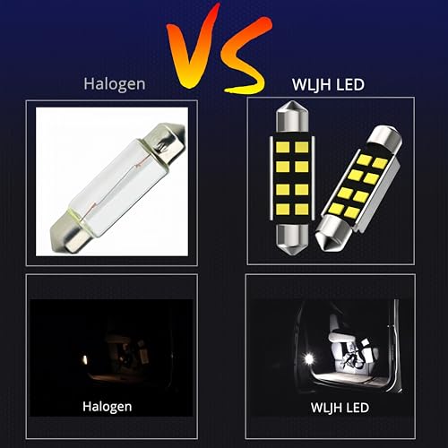 Image of WLJH 578 LED Bulb 211-2 212-2 561 562 41mm 42mm Festoon 8SMD White Canbus Error Free Car Light Interior Dome Map Trunk Cargo Footwell License Plate Lights (Pack of 10) | 211-2 212-2 561 562, 2835 SMD, 400lm, Canbus, Stable Performance, Footwell, License Plate Light, 10-Pack