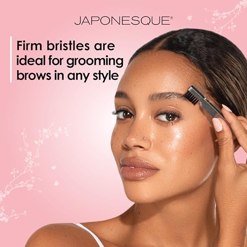 JAPONESQUE Premium Brow Shaper 3-IN-1 Tool Features a Slant Tweezer, Brow Brush & Lash Comb. Precision Crafted, Hand Sharpened Tips for Shaping & Defining Brows