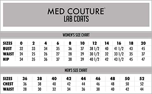 Med Couture Women's Lab Coat 37 Inch White Labcoat Long, Size S