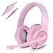 Produktbild Kriogor Playstation 4 xbox one Gaming-Headset mit Mikrofon für Mädchen 3.5mm Rosa