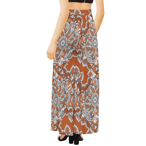 LOAIHA Womens Summer Boho High Waist Wide Leg Pants Plus Size Floral Print Casual Loose Fit Business Work Trousers3