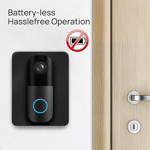 Image of wipro Smart Wi-Fi Video Doorbell Pro | 3 MP 1296p Full HD Camera with Night Vision | Instant Visitor Video Call on Mobile | Intruder Alarm | AI Motion Detection | Indoor Chime with 52 Tunes