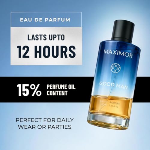Image of MAXIMOR Good Man Eau de Parfum for Men | Long Lasting 12 Hours | Rose, Coffee, Oud Wood & Amber Fragrance | Ideal For Party Office Travel Use Masculine Fragrances