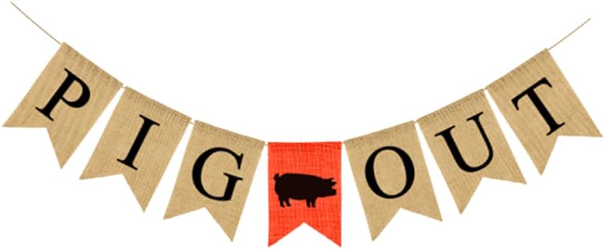NUOBESTY Banner de fiesta con forma de cerdo, guirnalda de cola de golondrina, pancarta de arpillera para colgar en la pared, decoración para