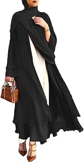 RUIG Frauen Muslimisches Gebet Chiffon Offenes Kleid Abaya Dubai Türkei Islam Kaftan islamischer Ramadan Eid Mubarak Frauen Robe mit Hijab