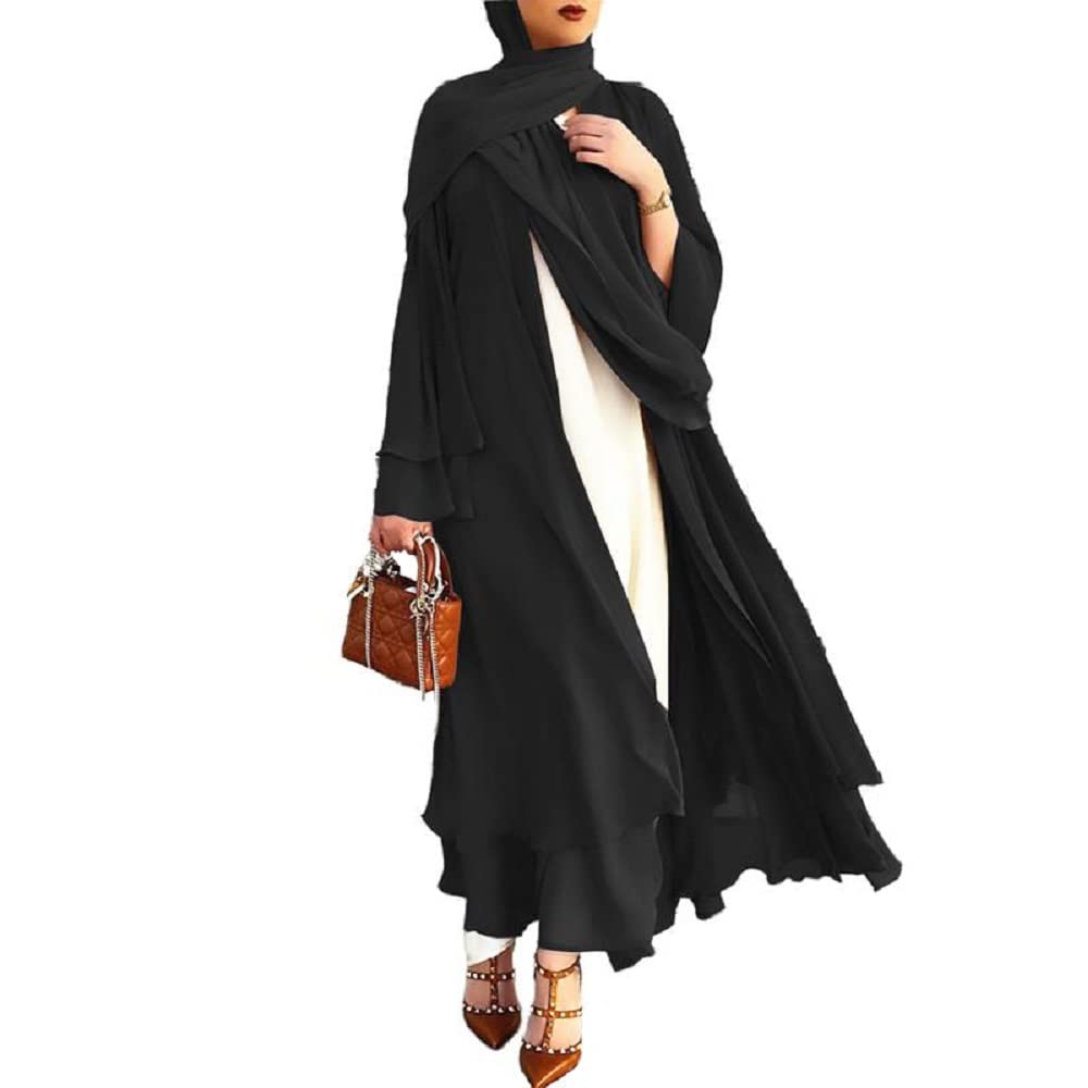 Women Muslim Prayer Chiffon Open Dress Abaya Dubai Turkey Islam Kaftan Islamic Ramadan Eid Mubarak Women Robe with Hijab