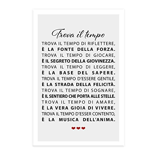 Vulfire Regalo Trova il tempo, Frase Motivazionale, Decorazione da parete, Arredamento Casa Soggiorno Salotto Ufficio Cucina, Poster in carta glossy premium (29.7x42)