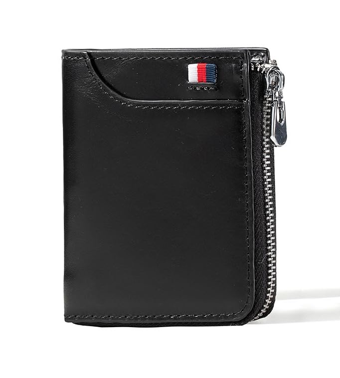 Men's RFID Blocking Waterproof Wallet Genuine Leather Large Capacity Zipper Holds 1-14 Cards Slim Brown (BLACK)3