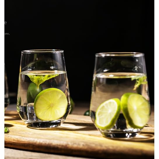Image of Premium Juice Glasses Drinking Glasses, Highball Lead-Free Glasses, Tumblers for Water, Juice, Beer, Cocktail and Mixed Drinks - Pieces, Transparent (Juice Glasses, 2 Count (Pack of 1)) 400 ml