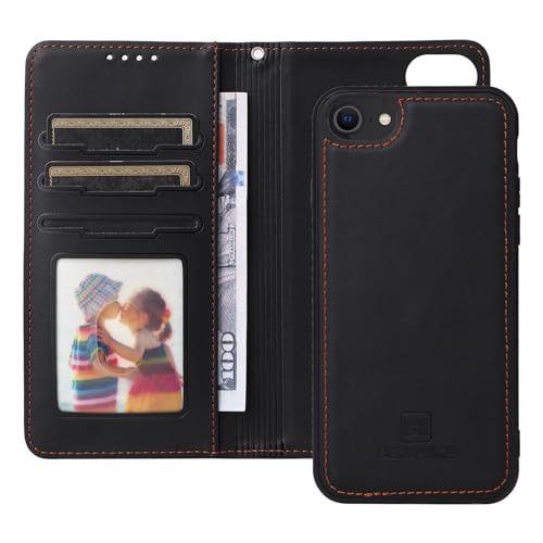 Coque portefeuille iPhone 6/7/8 détachable anti-choc avec protection écran intégrée