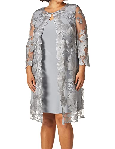 Image of Alex Evenings Womens Midi Scoop Neck Shift Dress with Jacket (Petite and Regular)