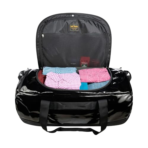 Image of Tatonka Barrel 85L - Waterproof Travel Bag with Backpack Function, Large Opening, Padded Base and Lockable Zip, black, 85 litres, Durable travel bag with stowable backpack shoulder straps, Black, 85