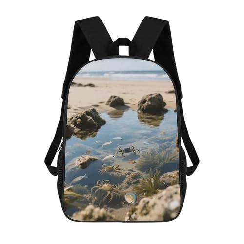 Ocean Beach Backpack - Durable 600D Polyester, 17 Inch Backpack with Ergonomic Adjustable Straps, Lightweight Travel Bag for Men & Women