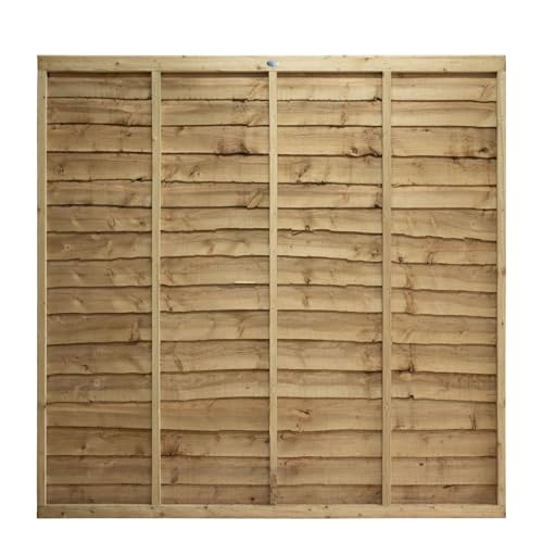 Premier Lap Wooden Fence Panel 6ft x 6ft Overlapping Waney Larch Fencing Topper Extension | Pressure Treated Timber Ideal for Garden Privacy (Wide: 182cm x High: 180cm)