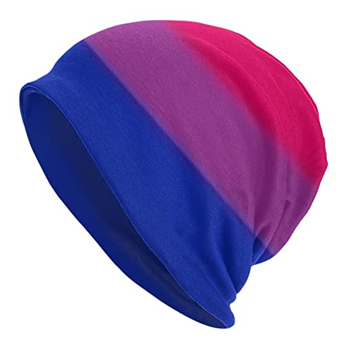 Bisexual Pride Beanie Chemo Hat Cancer Headwear Knitted Hats Baggy Slouchy Scarf Nightcap for Adults Women Men