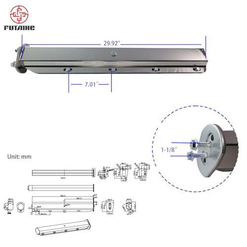 Image of Straight Spring Loaded Mud Flap Hanger Bracket Set 1-1 /8 inch Bolt Spacing 29.92 inch Length Fit with Aluminum Reflective Tapes for Semi Trucks, 2 Pcs