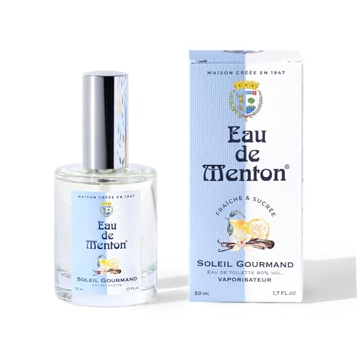 Eau de Menton Soleil Gourmand - Eau de Toilette Citron Vanille, pour femme, Artisan Parfumeur en Côte d'Azur (50ml)