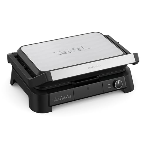 Tefal SuperGrill 3-en-1 XL, Gril de contact, Barbecue, Position four, Thermostat réglable, Surface...