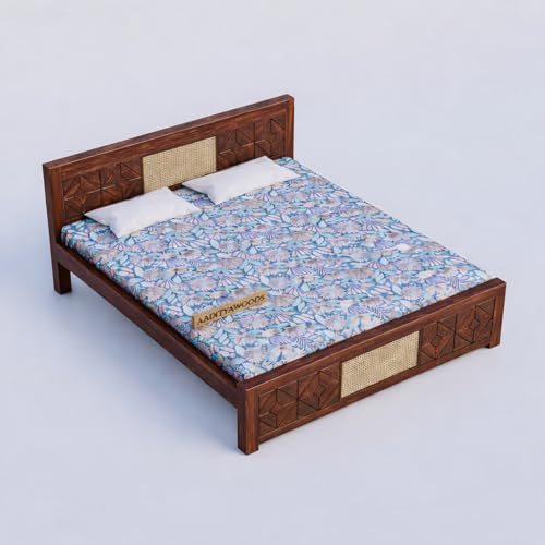 Image of AADITYA WOODS Solid Sheesham Wood Bed Cot Without Storage |Wooden Bed for Bedroom | Multipurpose Duble Cot (Honey Q, Queen)