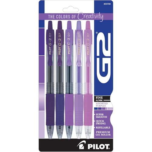 Bolígrafo retráctil Pilot G2 gel punto fino 0.7mm, 5 unidades