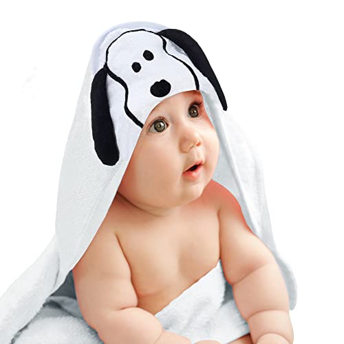 Image of Lambs & Ivy Snoopy Baby/Infant Cotton Hooded Bath Towel - White