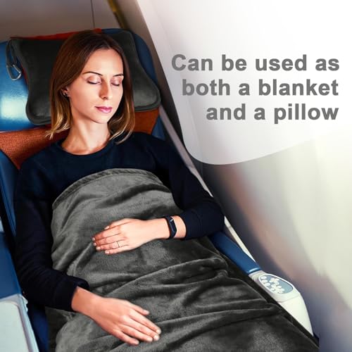 Image of Fleece Blanket 40 inchx65 inch for Travel with Portable Storage Bag (Solid Grey)