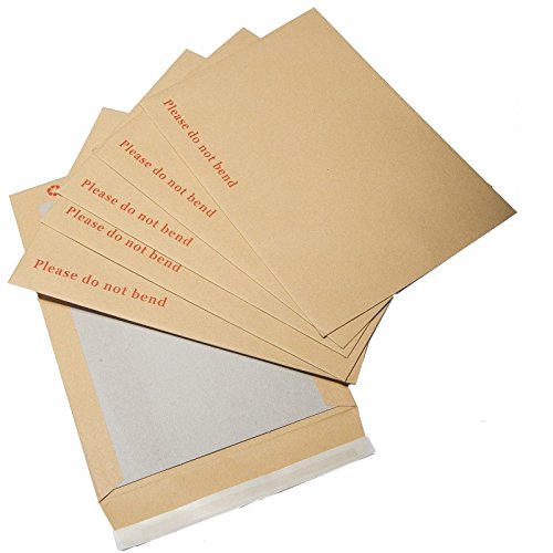 UKPAPER 100 A6 / C6 162mm x 114mm Brown/Manilla Strong Hard Card Board Backed Peel and Seal Printed Please Do Not Bend Envelopes x100