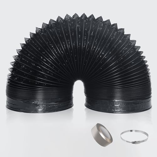 Manguera Flexible de Ventilación Papel de Aluminio, Manguera de Conducto de Escape Negra, Tubo Aire Portatil Aislado para Campana Extractora y Ventilador(D 17cm(6.7in),L 4m(13ft))