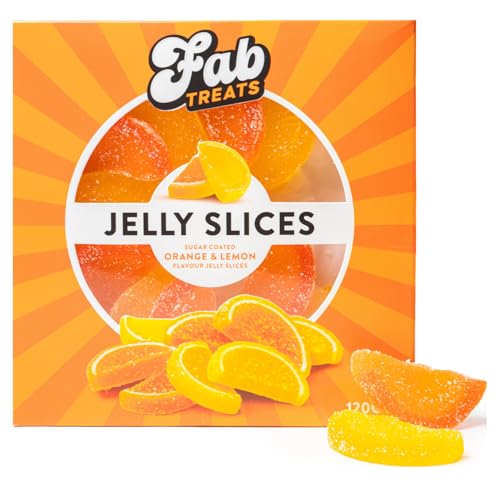 Jelly Slices 120g Chewy Fruit Jellies with Crunchy Coating Orange & Lemon or Tropical Flavours Sharing Pouch Treat for Snacking & Gifting (Assorted Packs) (1-Pack Orange&Lemon)
