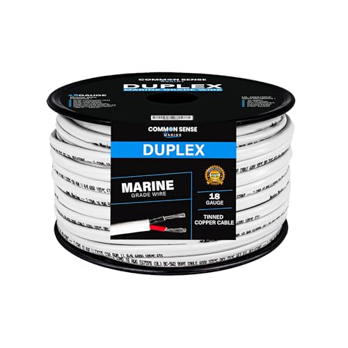 18 Gauge 2 Conductor Marine Wire - 16 ft Duplex Flat Marine Grade Wire Tinned Copper Oxygen-Free Insulated - 18/2 AWG UL 1426 Standard PVC Wire for Boat, Automotive, Speakers, Camper & Trailers