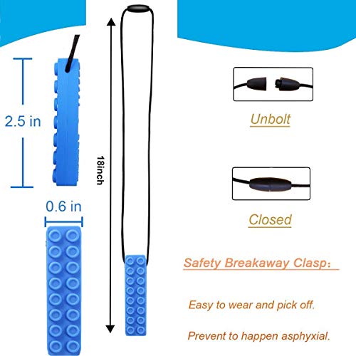 Chew Necklace by GNAWRISHING, 5 Pieces Sensory Chew Necklaces for Kids with Autism, ADHD, SPD, Chewing, Oral Motor