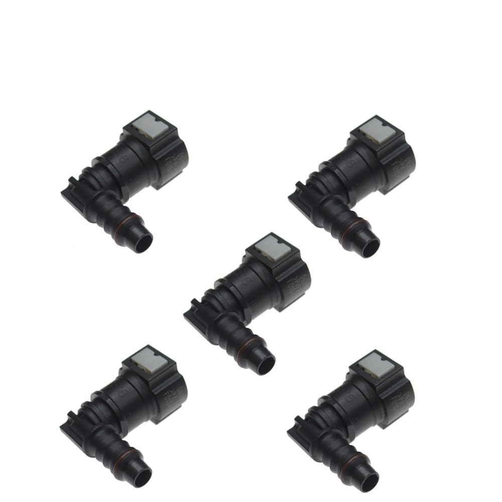 Kagouka 5 Pcs 2/5/10X Car Fuel Line Connector Hose Coupler Id8 9.89 Nylon Oil Pipe Connect Disconnect 90-Degree(5 Pcs)