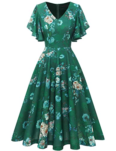 Bridesmay Vintage Tea Length Swing Tea Dresses Fit...