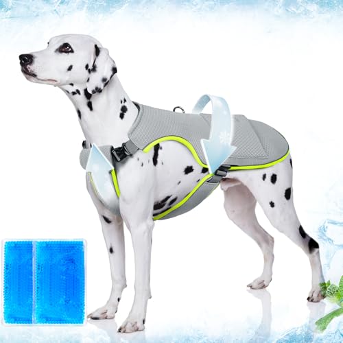 Mora Pets Dog Cooling Vest with Ice Pack Evaporation Cool Harness Adjustable Summer Shirt Pet Jacket...