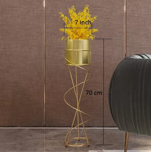 Image of Modern planter stand with metal pot flower pot stand garden decorative home decor stands for metal pot