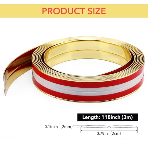Image of HASTHIP 1 Rolls Golden Wall Molding Trim - Flexible PVC Wall Molding Trim & Corner Guards & Caulk Strip, Apply in Table Edge Door Frame Baseboard for Protection and Decoration, 9.84ft x 0.78in