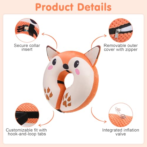 Image of BEAUTYZOO Inflatable Dog Cone Collar Alternative After Surgery, Soft Donut Recovery E-Collar for Large & XL Dogs Girls Boys, Adjustable Pet Neck Cone to Stop Licking Wounds, XL