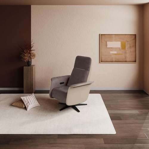 Image of Interio by Godrej TuneIn Motorised 1-Seater Fabric Recliner Chair with USB Ports 3-Year Warranty, Brown, Adjustable Headrest